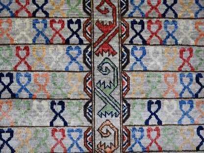 Ersari Tribal & Geometric hand-knotted wool rug in Gray, 8'1" x 9'9" — SKU O022434 (view 8)