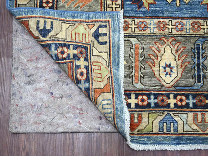 Ersari Kazak hand-knotted wool rug in Blue & Gray, 8'2" x 9'11" — SKU O022436 (view 4)