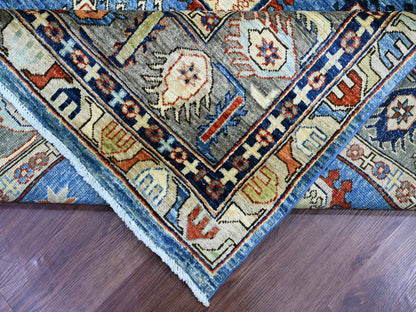 Ersari Kazak hand-knotted wool rug in Blue & Gray, 8'2" x 9'11" — SKU O022436 (view 6)