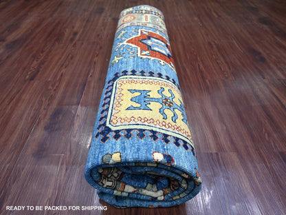 Blue 8'2" x 9'11" Kazak Hand knotted Wool Rug - Sku: O022436