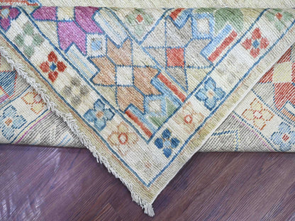 Tribal & Geometric hand-knotted wool rug in Green, 9' x 11'6" — SKU O022437 (view 6)