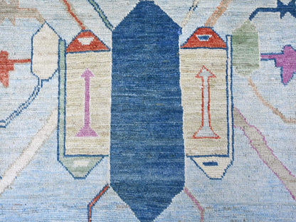 Tribal & Geometric hand-knotted wool rug in Green, 9' x 11'6" — SKU O022437 (view 8)