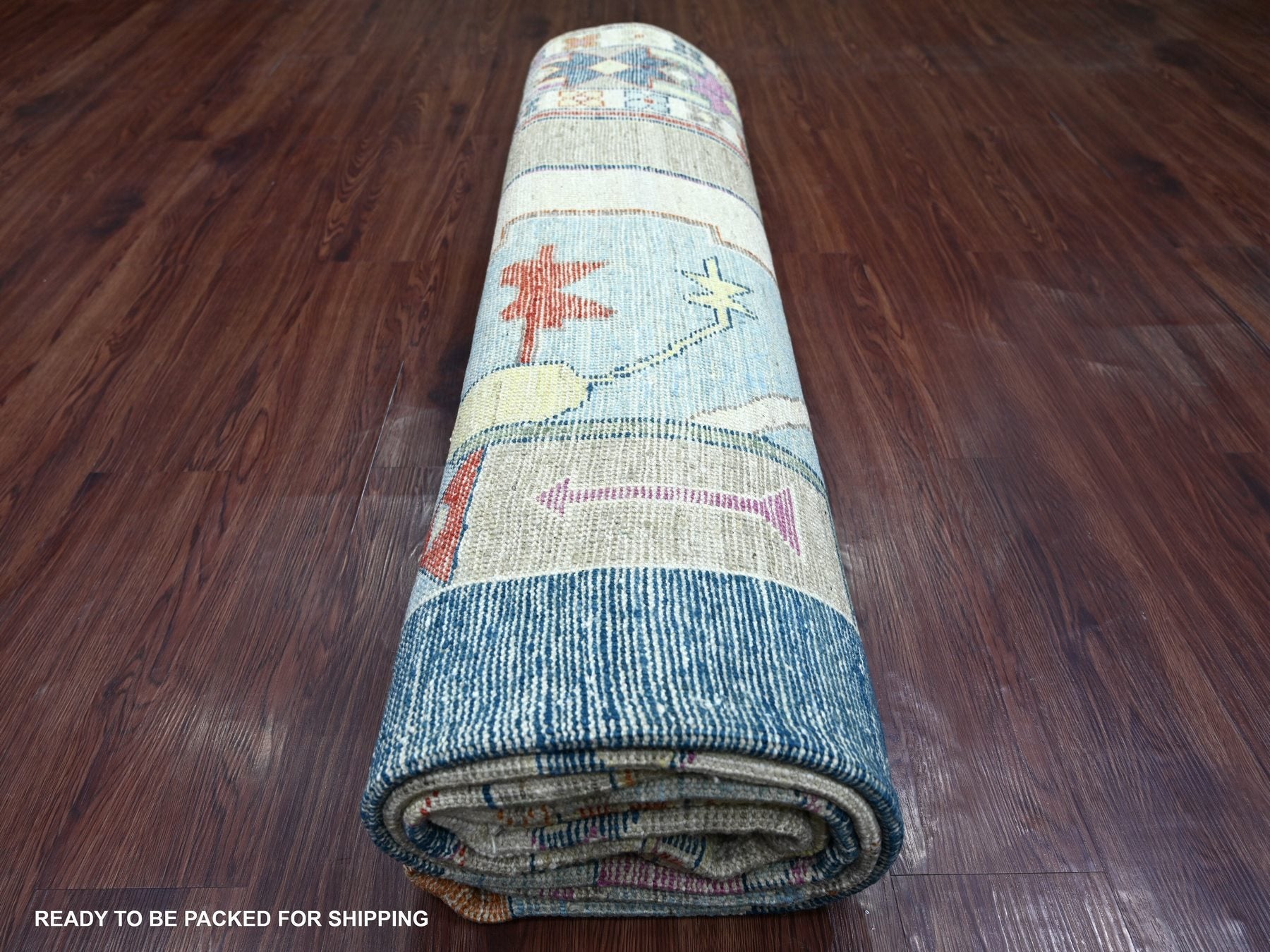 Tribal & Geometric hand-knotted wool rug in Green, 9' x 11'6" — SKU O022437 (view 9)