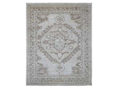 Tribal & Geometric hand-knotted wool rug in Gray & Brown, 7'10" x 9'10" — SKU O022438