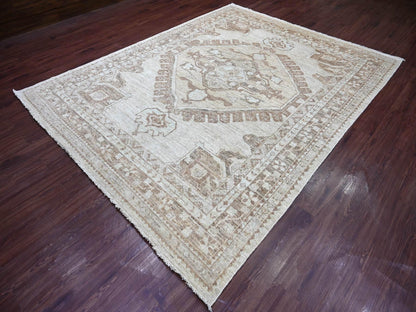 Grey 7'10" x 9'10" Tribal & Geometric Hand knotted Wool Rug - Sku: O022438