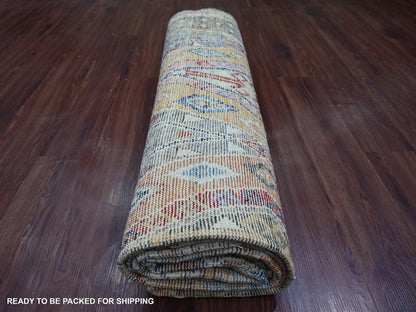 Grey 7'9" x 9'11" Tribal & Geometric Hand knotted Wool Rug - Sku: O022439
