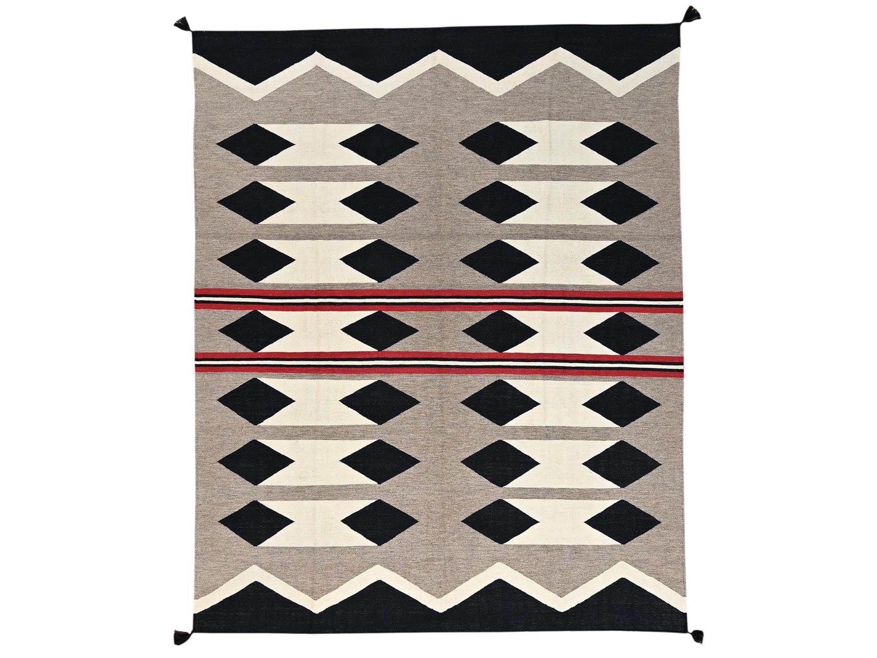 Brown 8'2" x 10'0" Flat Weave Hand woven Wool Rug - Sku: O02243