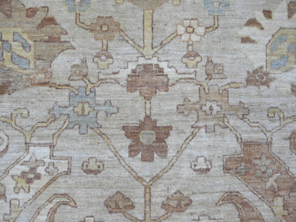 Grey 9'0" x 11'9" Oushak And Peshawar Hand knotted Wool Rug - Sku: O022440