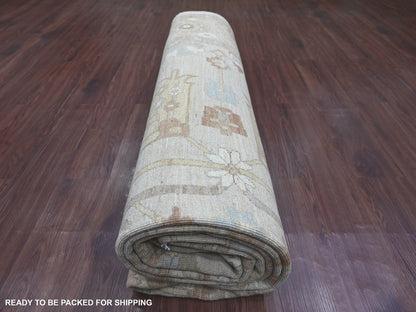 Grey 9'0" x 11'9" Oushak And Peshawar Hand knotted Wool Rug - Sku: O022440