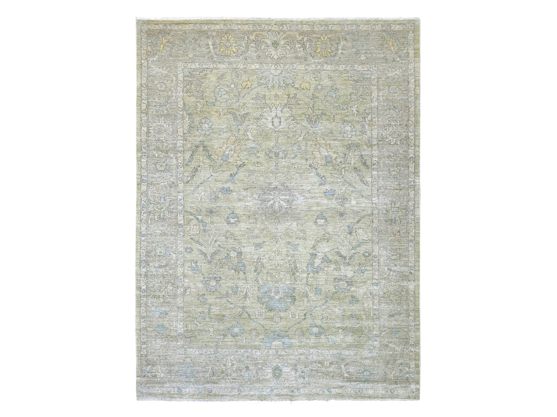 Green 9'0" x 11'10" Oushak And Peshawar Hand knotted Wool Rug - Sku: O022441