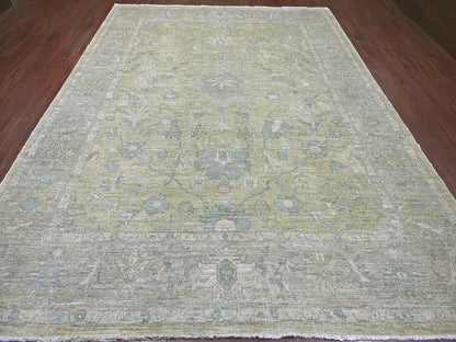 Green 9'0" x 11'10" Oushak And Peshawar Hand knotted Wool Rug - Sku: O022441