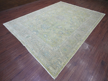 Green 9'0" x 11'10" Oushak And Peshawar Hand knotted Wool Rug - Sku: O022441