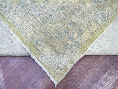 Green 9'0" x 11'10" Oushak And Peshawar Hand knotted Wool Rug - Sku: O022441