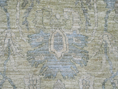 Green 9'0" x 11'10" Oushak And Peshawar Hand knotted Wool Rug - Sku: O022441