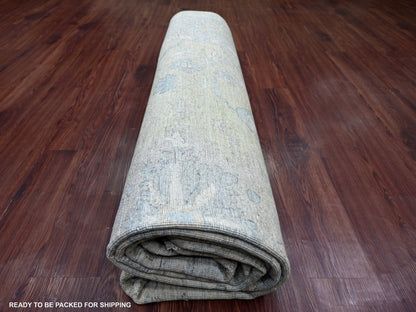 Green 9'0" x 11'10" Oushak And Peshawar Hand knotted Wool Rug - Sku: O022441