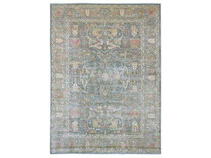 Grey 8'11" x 12'2" Oushak And Peshawar Hand knotted Wool Rug - Sku: O022442