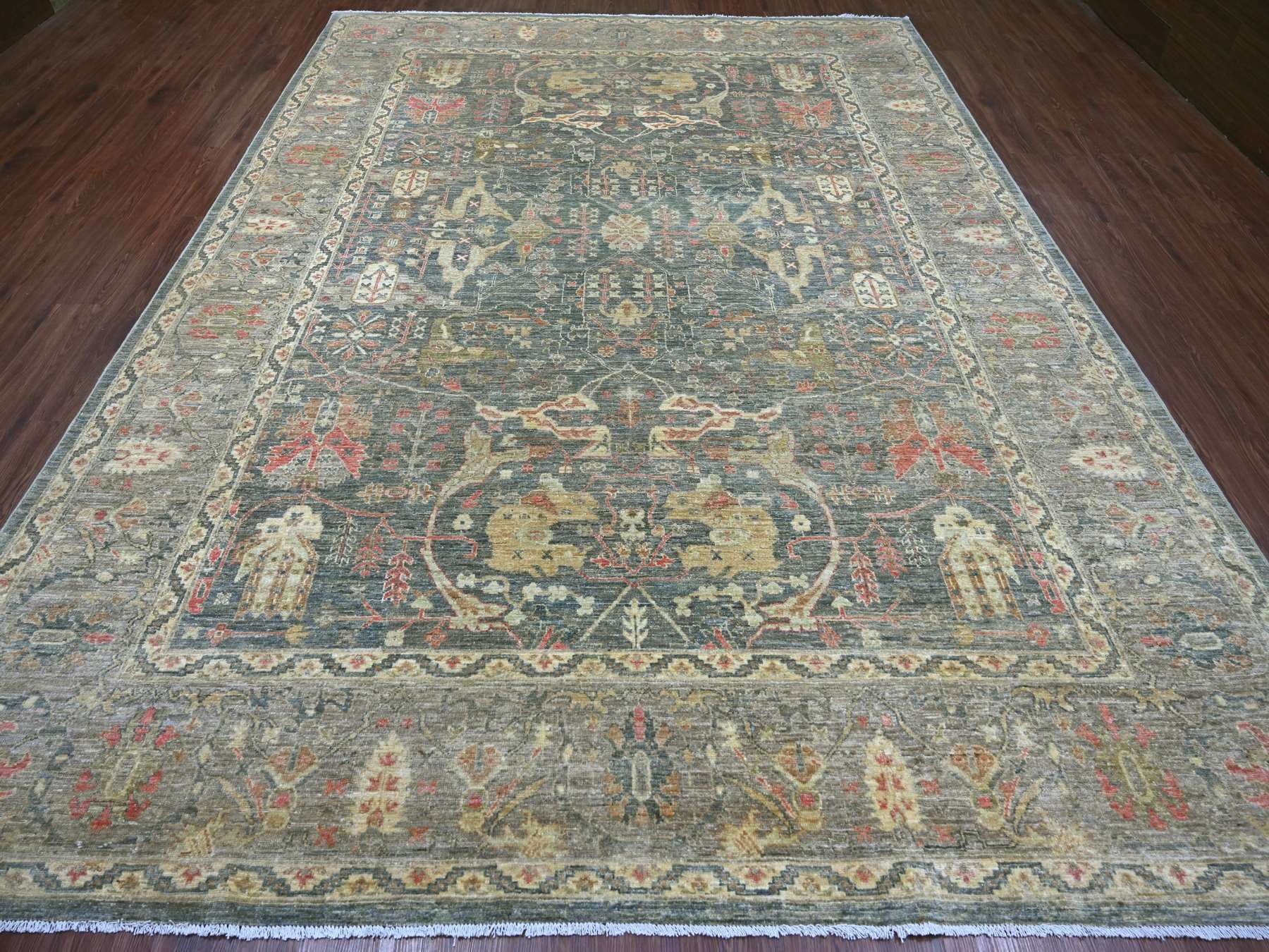 Peshawar Oushak hand-knotted wool rug in Gray, 8'11" x 12'2" — SKU O022442 (view 2)