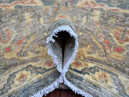 Grey 8'11" x 12'2" Oushak And Peshawar Hand knotted Wool Rug - Sku: O022442