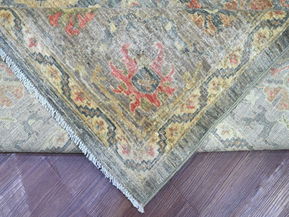 Grey 8'11" x 12'2" Oushak And Peshawar Hand knotted Wool Rug - Sku: O022442