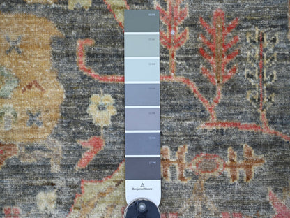 Grey 8'11" x 12'2" Oushak And Peshawar Hand knotted Wool Rug - Sku: O022442