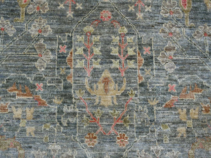Grey 8'11" x 12'2" Oushak And Peshawar Hand knotted Wool Rug - Sku: O022442