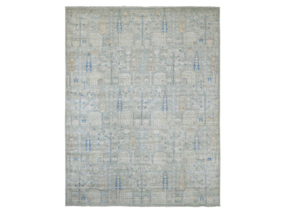 Green 9'3" x 11'10" Oushak And Peshawar Hand knotted Wool Rug - Sku: O022443