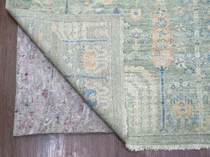 Green 9'3" x 11'10" Oushak And Peshawar Hand knotted Wool Rug - Sku: O022443