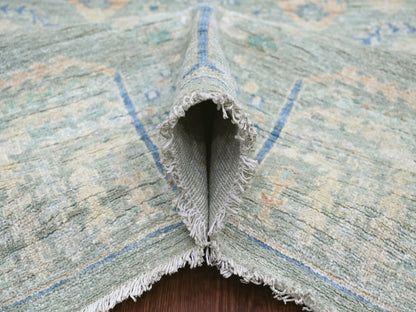 Green 9'3" x 11'10" Oushak And Peshawar Hand knotted Wool Rug - Sku: O022443