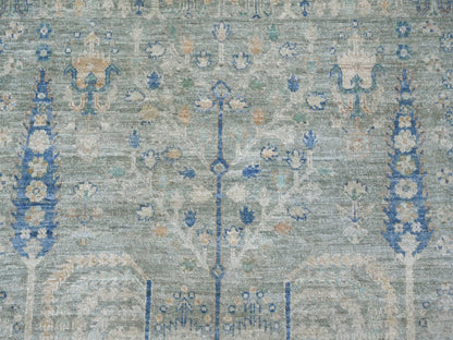 Green 9'3" x 11'10" Oushak And Peshawar Hand knotted Wool Rug - Sku: O022443