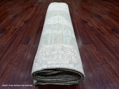 Green 10'1" x 13'9" Mamluk Hand knotted Wool Rug - Sku: O022444
