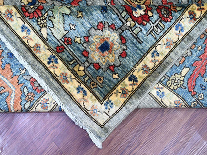 Grey 9'0" x 12'1" Tribal & Geometric Hand knotted Wool Rug - Sku: O022447