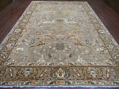 Peshawar Tribal & Geometric hand-knotted wool rug in Gray & Brown, 9'11" x 13'2" — SKU O022449 (view 2)