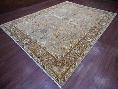 Peshawar Tribal & Geometric hand-knotted wool rug in Gray & Brown, 9'11" x 13'2" — SKU O022449 (view 3)