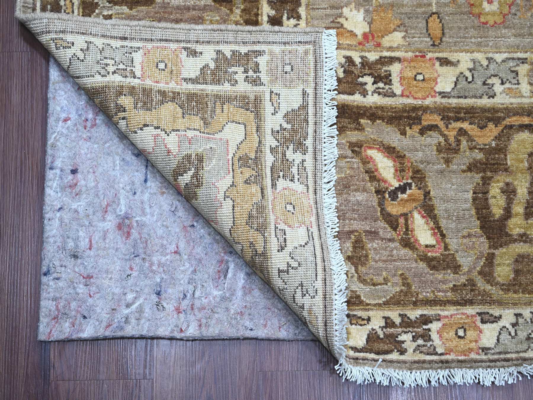 Peshawar Tribal & Geometric hand-knotted wool rug in Gray & Brown, 9'11" x 13'2" — SKU O022449 (view 4)