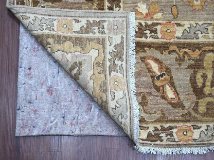 Peshawar Tribal & Geometric hand-knotted wool rug in Gray & Brown, 9'11" x 13'2" — SKU O022449 (view 4)