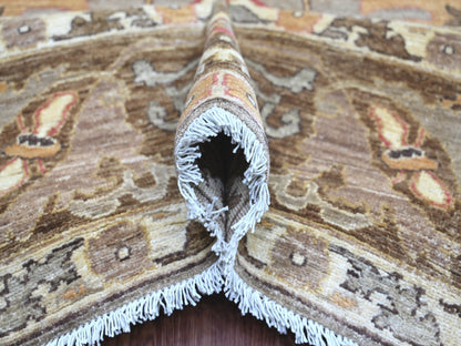 Peshawar Tribal & Geometric hand-knotted wool rug in Gray & Brown, 9'11" x 13'2" — SKU O022449 (view 5)