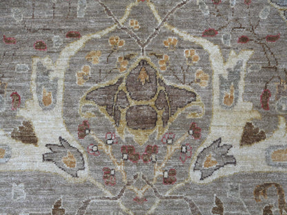 Peshawar Tribal & Geometric hand-knotted wool rug in Gray & Brown, 9'11" x 13'2" — SKU O022449 (view 8)