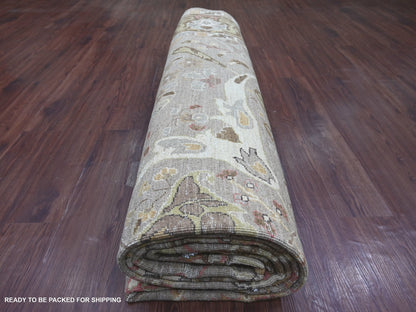 Peshawar Tribal & Geometric hand-knotted wool rug in Gray & Brown, 9'11" x 13'2" — SKU O022449 (view 9)