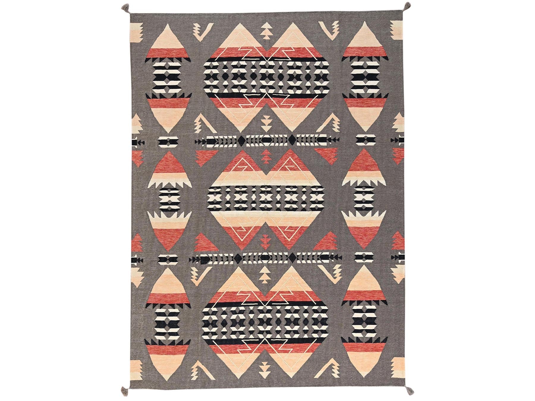 Green 8'11" x 12'1" Flat Weave Hand woven Wool Rug - Sku: O02244