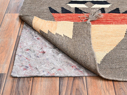Green 8'11" x 12'1" Flat Weave Hand woven Wool Rug - Sku: O02244