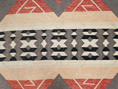 Green 8'11" x 12'1" Flat Weave Hand woven Wool Rug - Sku: O02244