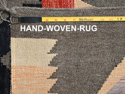 Green 8'11" x 12'1" Flat Weave Hand woven Wool Rug - Sku: O02244