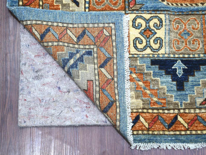 Blue 8'2" x 9'9" Tribal & Geometric Hand knotted Wool Rug - Sku: O022451