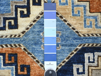 Blue 8'2" x 9'9" Tribal & Geometric Hand knotted Wool Rug - Sku: O022451