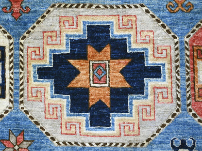 Blue 8'2" x 9'9" Tribal & Geometric Hand knotted Wool Rug - Sku: O022451