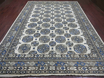 Ivory 9'2" x 11'9" Tribal & Geometric Hand knotted Wool Rug - Sku: O022452