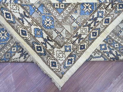 Ivory 9'2" x 11'9" Tribal & Geometric Hand knotted Wool Rug - Sku: O022452