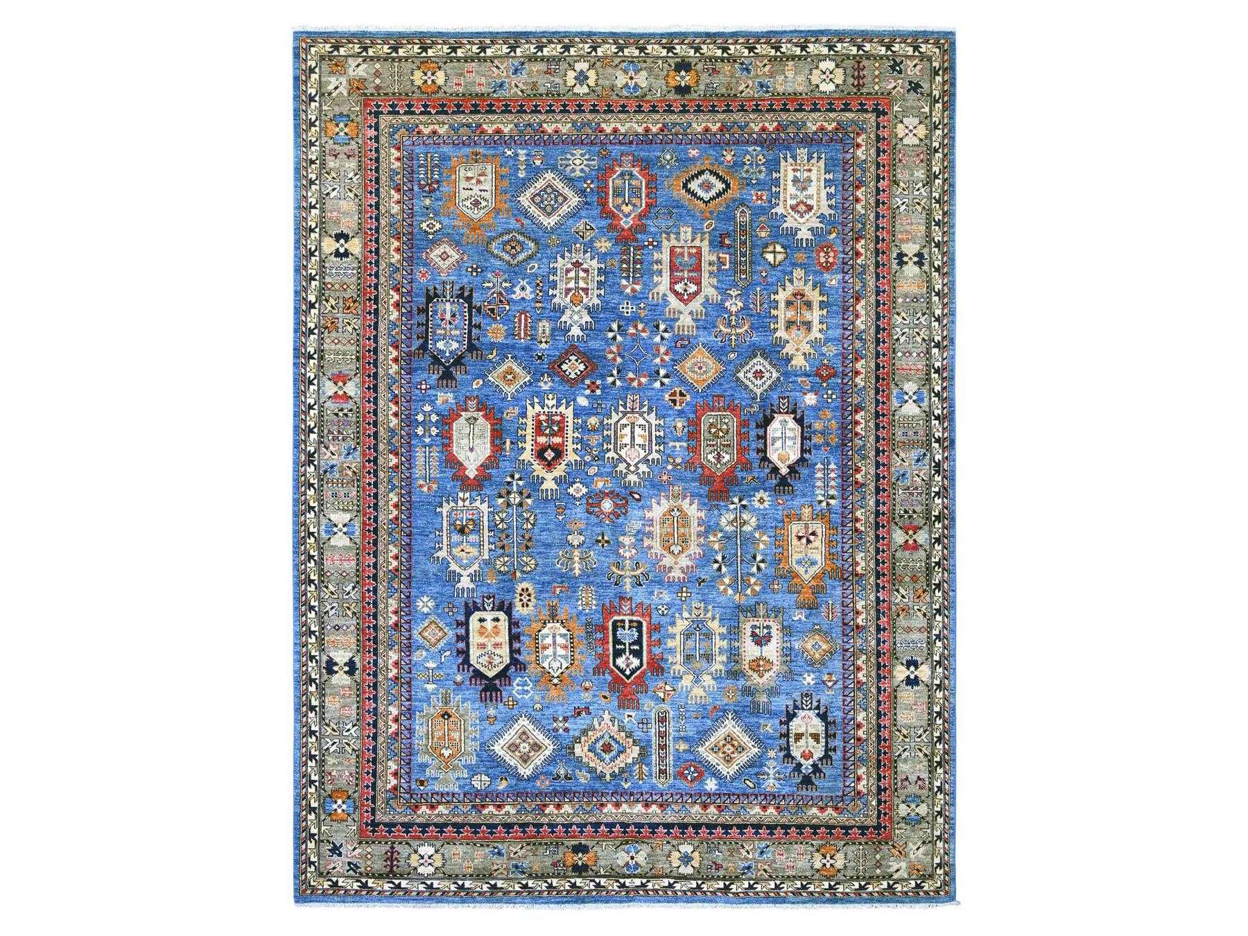 Blue 9'1" x 11'9" Tribal & Geometric Hand knotted Wool Rug - Sku: O022453