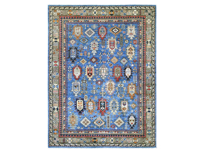 Blue 9'1" x 11'9" Tribal & Geometric Hand knotted Wool Rug - Sku: O022453