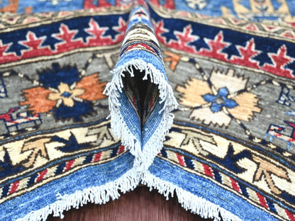 Blue 9'1" x 11'9" Tribal & Geometric Hand knotted Wool Rug - Sku: O022453
